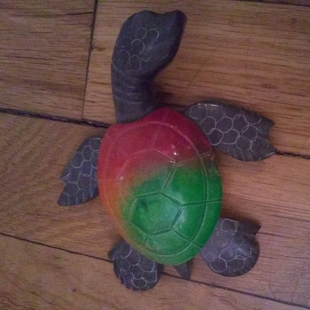 Ceramic Turtle Paperweight Red Green Shell - Picture 2 of 2